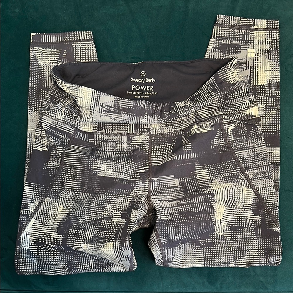 Sweaty Betty Abstract blue and grey leggings